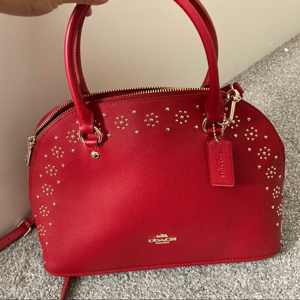 Authentic Coach BORDER STUD CORA DOMED limited design satchel bag NWT - Picture 7 of 12